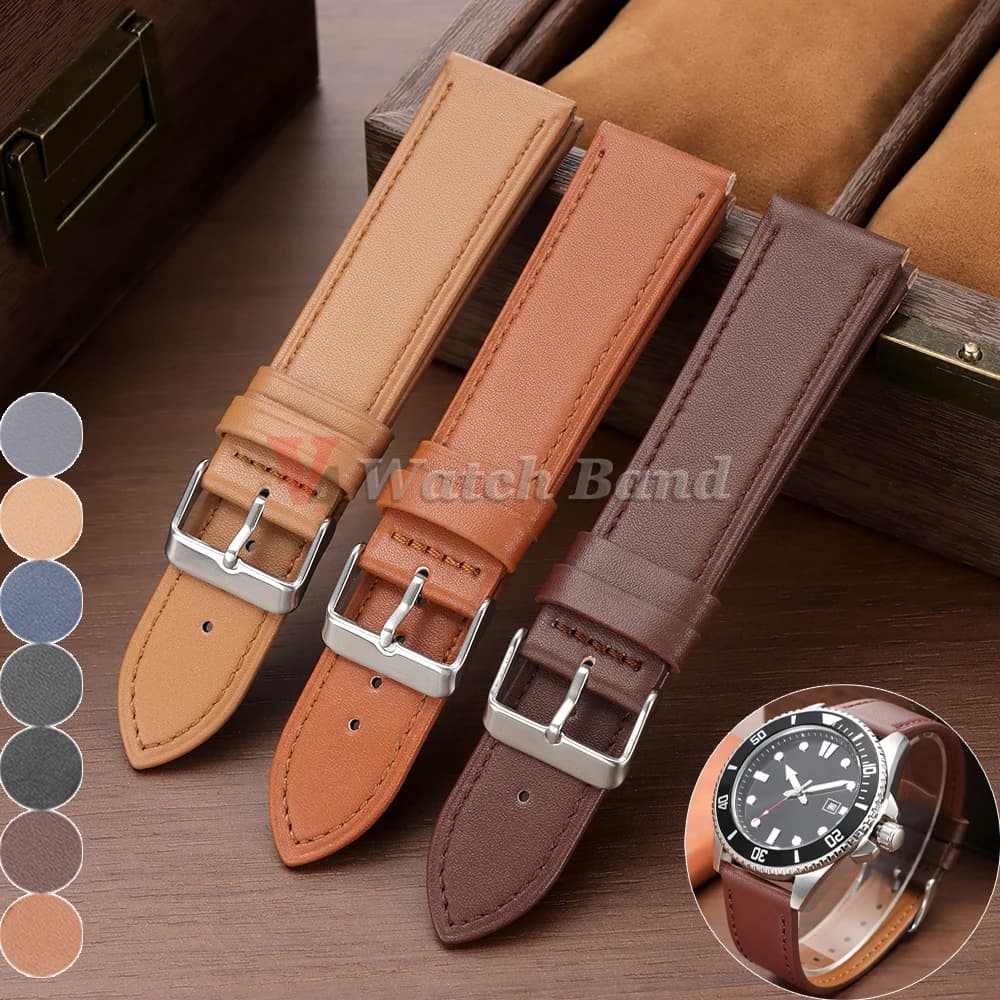 Cinturino per Orologio Vintage Marrone Sottile in Pelle PU, Cinturino Ultra-sottile in Pelle 20mm 22mm per Smartwatch Uomo Donna Accessori