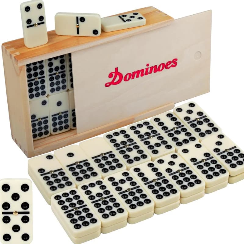 Set di Domino da 55 Pezzi per Adulti, Gioco da Tavolo Classico Double 9 con Spinner, 55 Tessere con Scatola in Legno, per 2-7 Giocatori