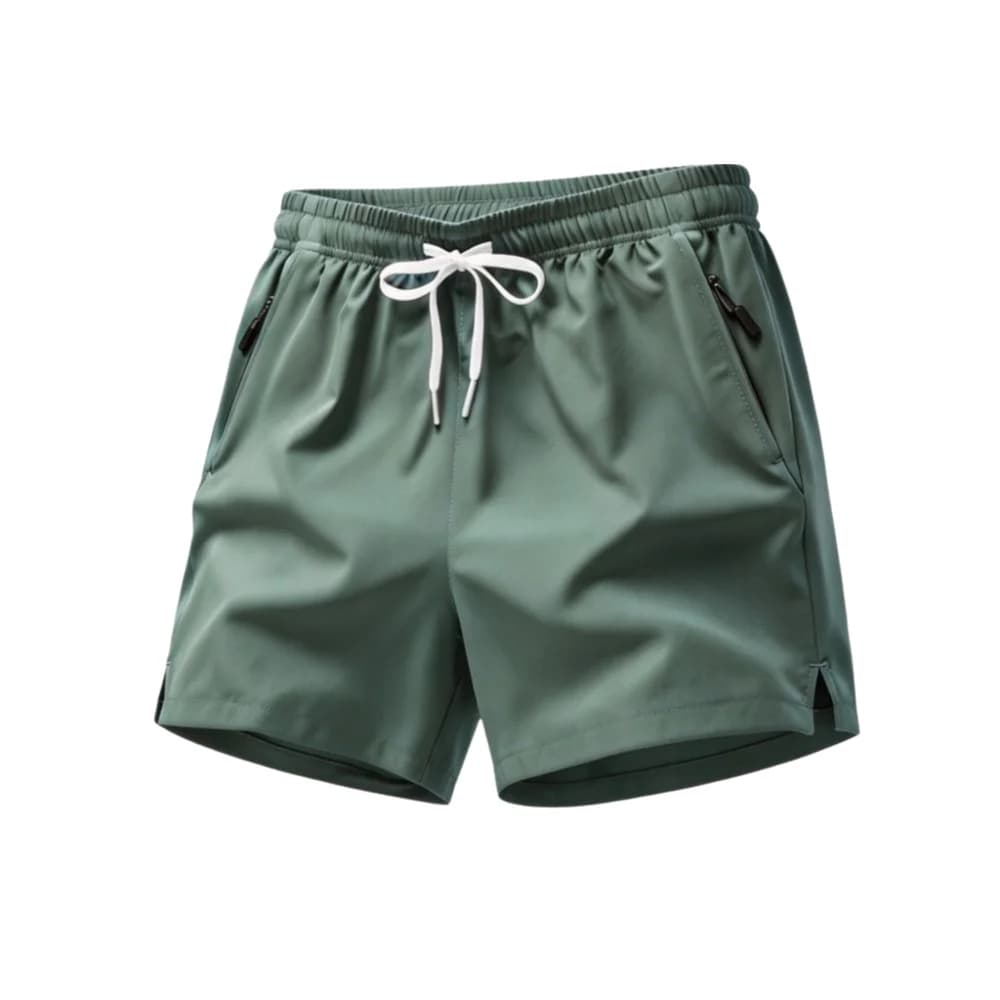 Quick Dry Fabric Men's Athletic Shorts Ice Silk Feel Drawstring Closure Sports Shorts Short Length Zip Pockets Casual Shorts