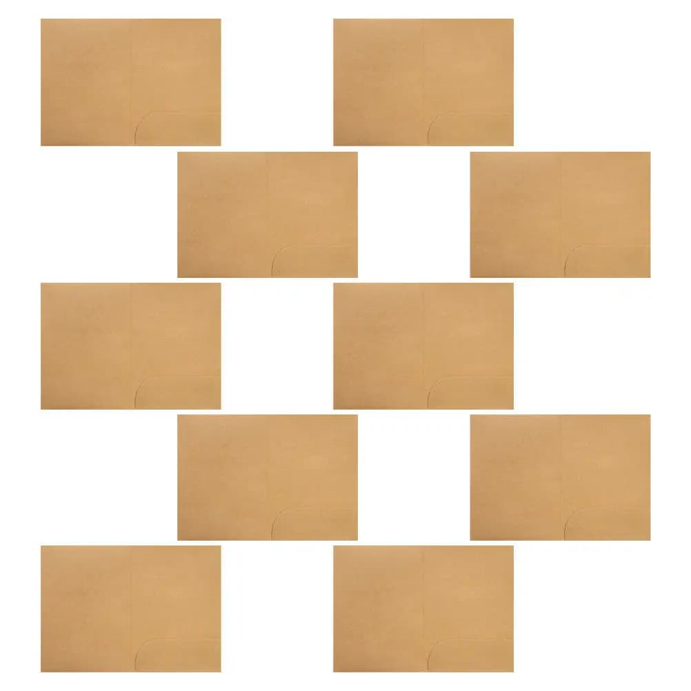 10Pcs Bifold Portfolio Folder A4 Size Kraft Paper File Folder with Single Pocket for Office School Presentation Document Storage