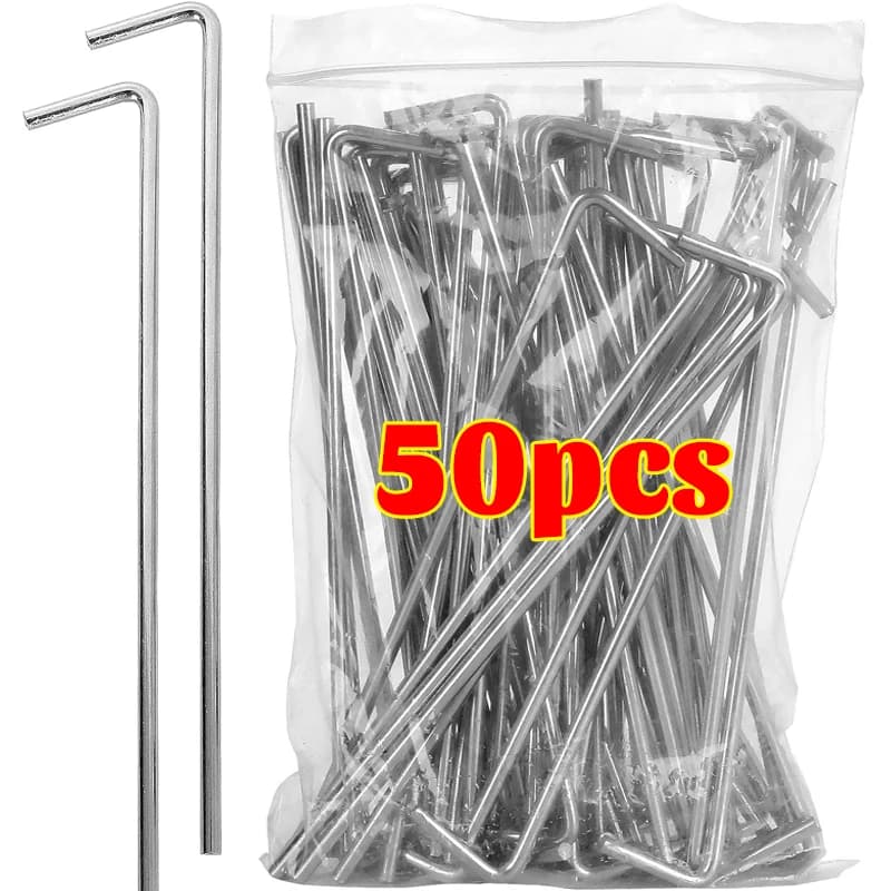 Heavy Duty Metal Tent Stakes Pegs Galvanized Steel Garden Staples Ground Nails Camping Christmas Decorations Sod Pin Fixing Peg