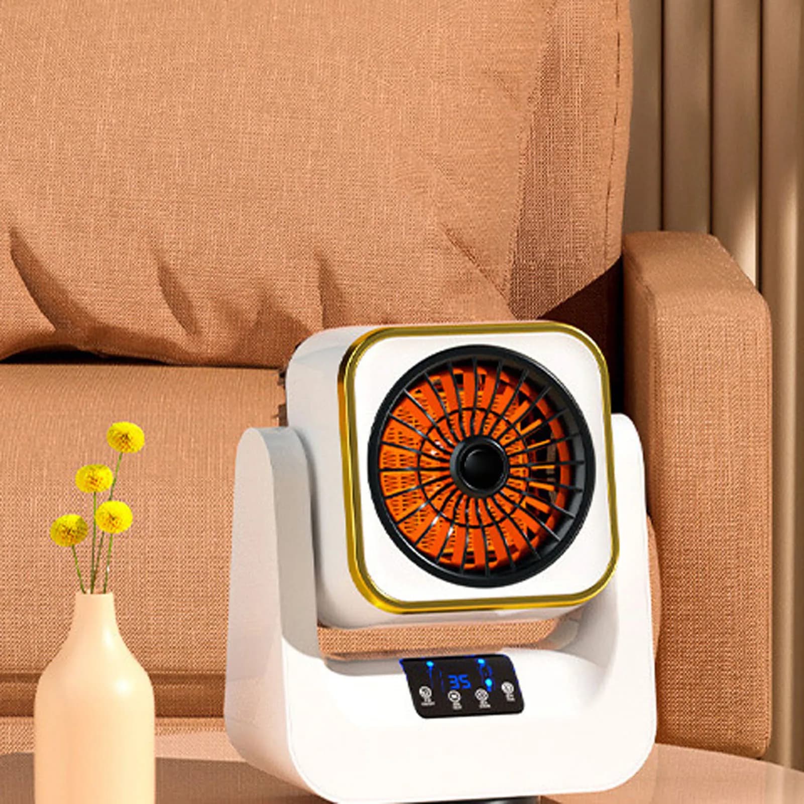 Riscaldatore da tavolo Piccolo riscaldatore elettrico Fresco caldo Doppio uso con telecomando per dormitorio domestico e ufficio 1000 W