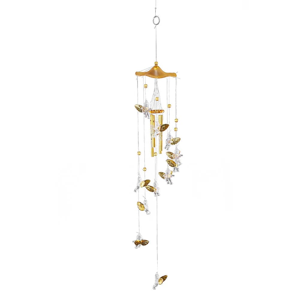 Angel Wind Chimes Pendant Aluminium Alloy 5 Tubes Metal Pipe Wind Chimes Home Living Props Hanging Swing for Balcony Outdoor