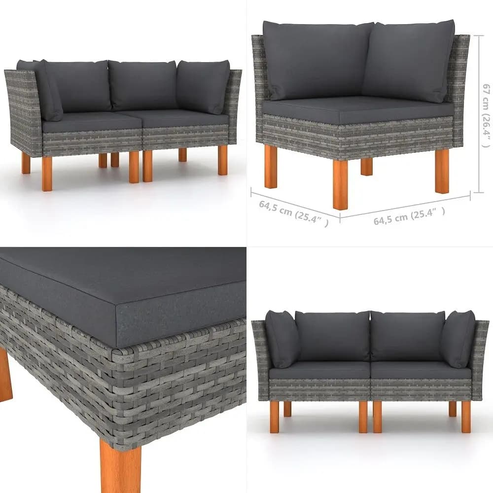 Set di sedie lounge, lettino prendisole in legno di acacia con cuscini reclinabili resistenti all'acqua, spazio disponibile su un lato per bordo piscina