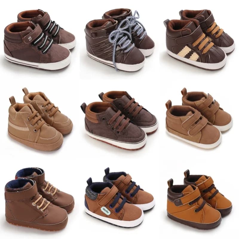 Baby Boy Brown Sneakers 0-18M Classic Fashion First Walker Soft Sole Comfortable Autumn Warm Newborn