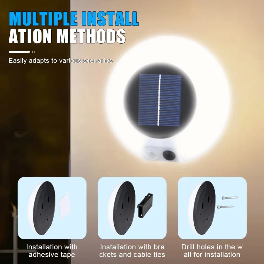 Sensore di movimento a luci solari a LED F5 per esterni con 3 modalità di illuminazione di sicurezza impermeabile Lampione stradale a parete a LED per percorso del patio del giardino