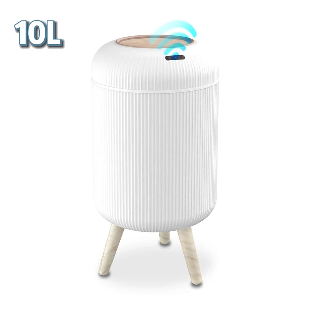 Pattumiera moderna per ufficio con sensore di movimento, pattumiera nordica rotonda senza contatto, pattumiera impermeabile con sensore di movimento per bagno, camera da letto