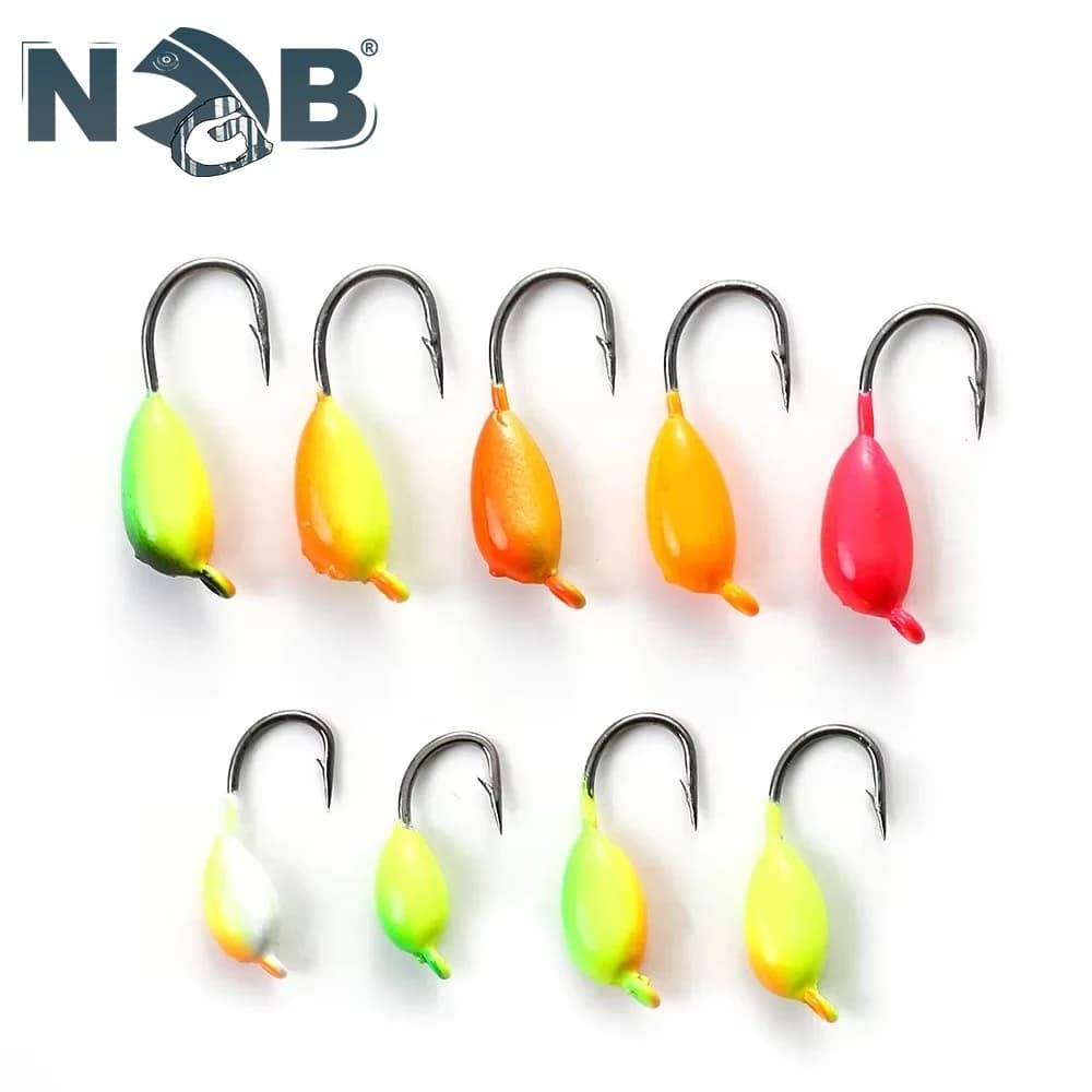 NGB 5PCS Inverno Richiamo di Pesca Jig Testa Gancio 1g 1.5g 1.8g Occhi 3D Pesca Sul Ghiaccio Esche Artificiali Accessori