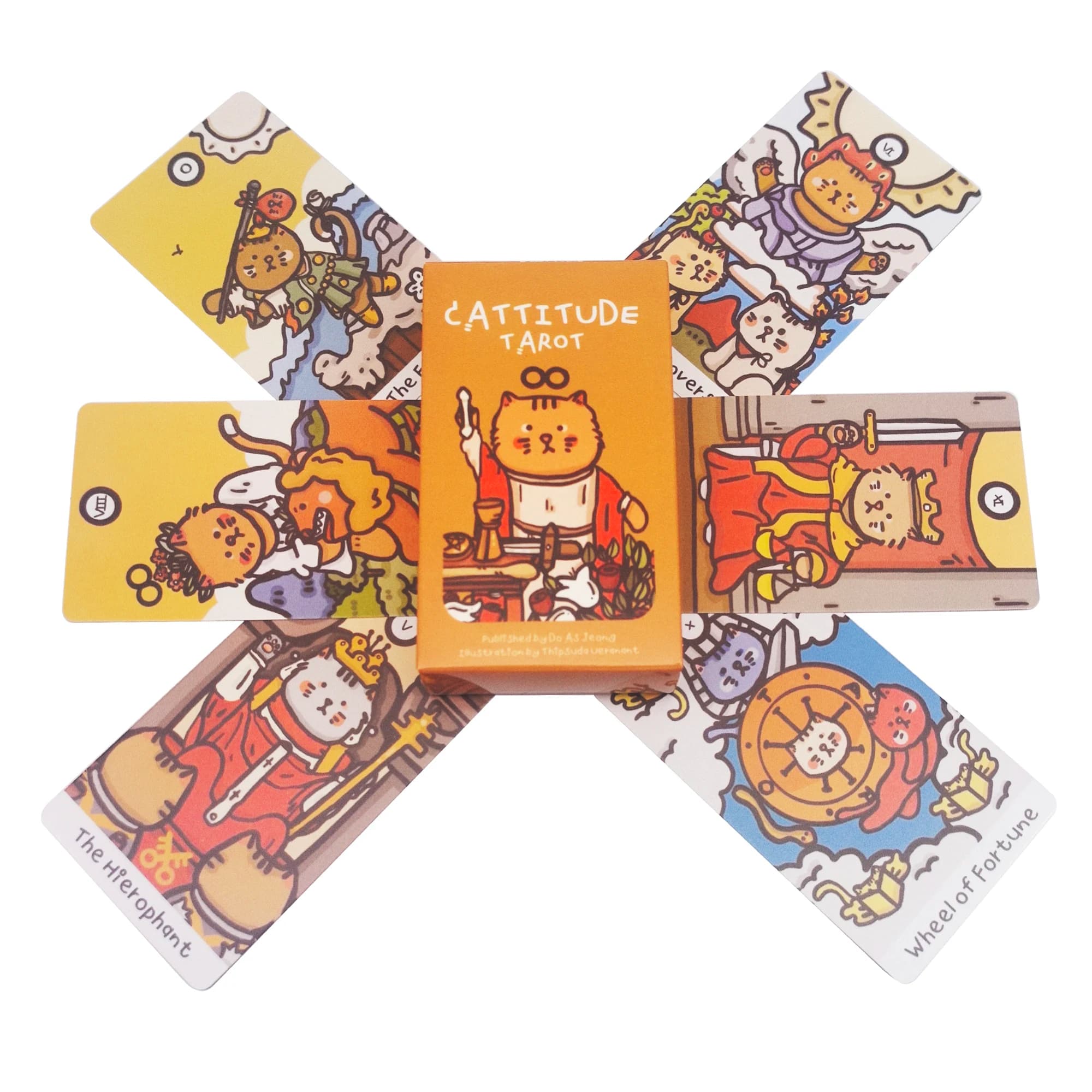 Carte dei tarocchi della cattitudine Guida simpatico gatto Gioco di carte Mazzo di tarocchi con PDF Nuovo gioco di società Oracle per divinazione per principianti Regalo occulto