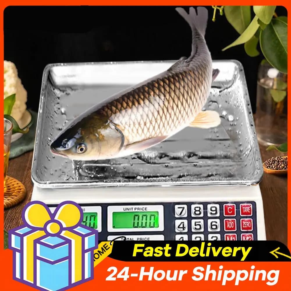 40kg/1g Price Computing Scale Rechargeable Commercial Price Scale Waterproof Counting Weight Scale for Farmers Market Meat Shop