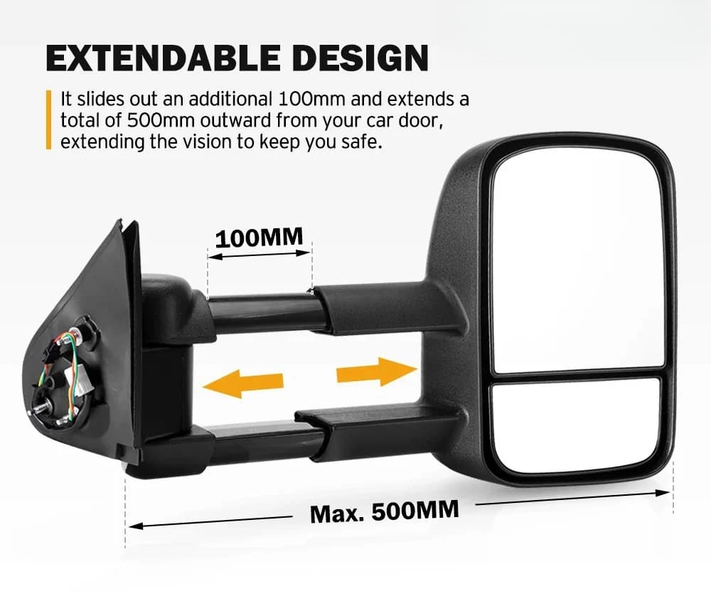 Suitable for the black telescopic trailer rearview mirror of Hilux 2015 updated model