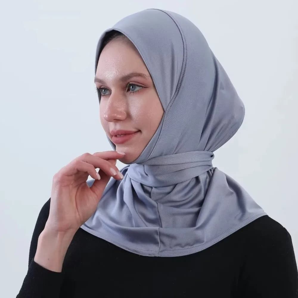 Fermaglio a scatto semplice per hijab Ramadan, sottocappuccio elastico morbido da donna, foulard triangolare traspirante e regolabile per esterni