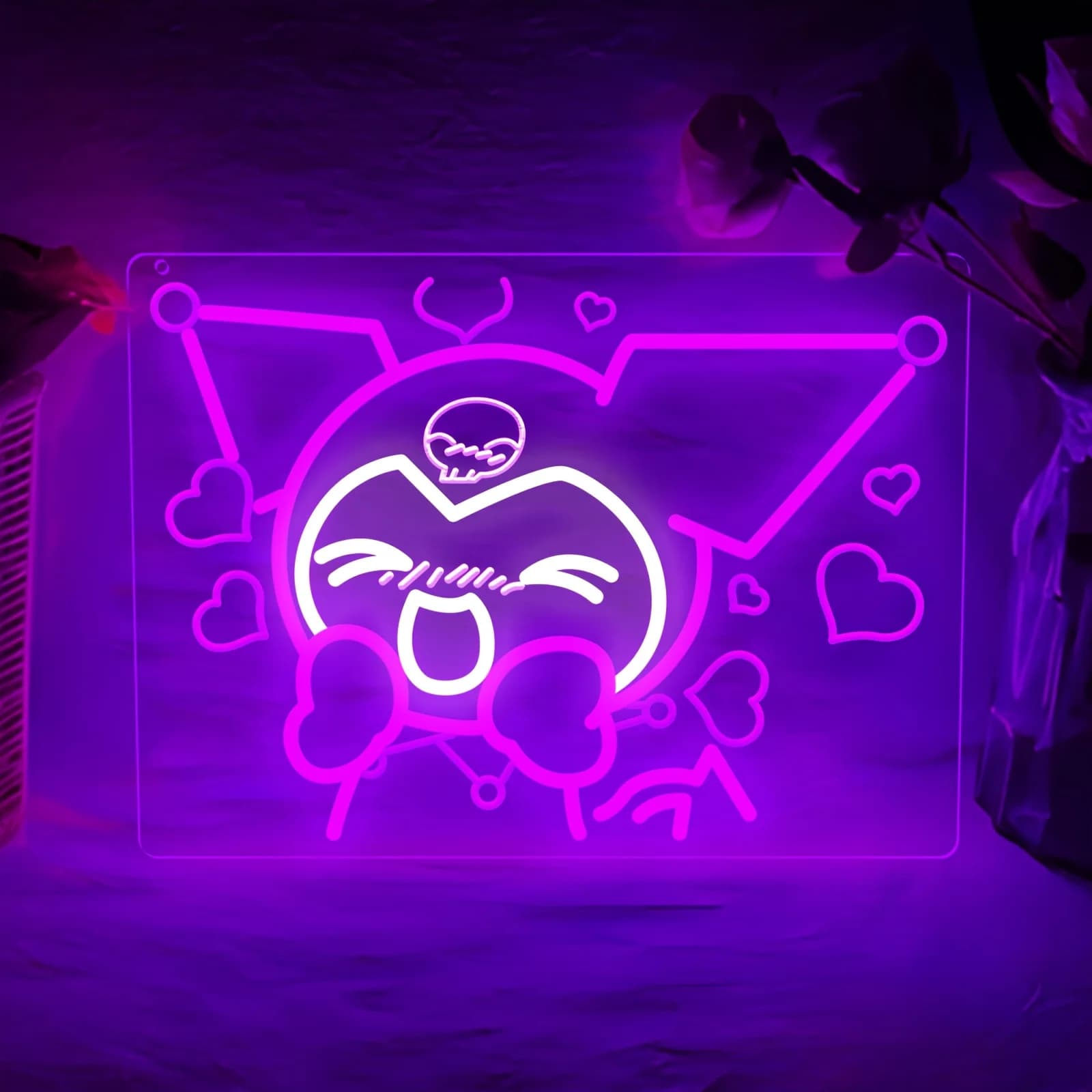 Insegna LED Neon Kuromi Rosa Dimmerabile USB, Luce Neon per Decorazione Camera Ragazza, Camera da Letto, Caffetteria, Festa di Compleanno, Arte Murale, Soggiorno, Regali