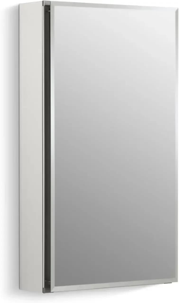 CB-CLC1526FS Armadietto a Specchio Senza Cornice per Bagno, Porta Singola, Bordo Smussato Rettangolare, Armadietto Specchio per Bagno, A