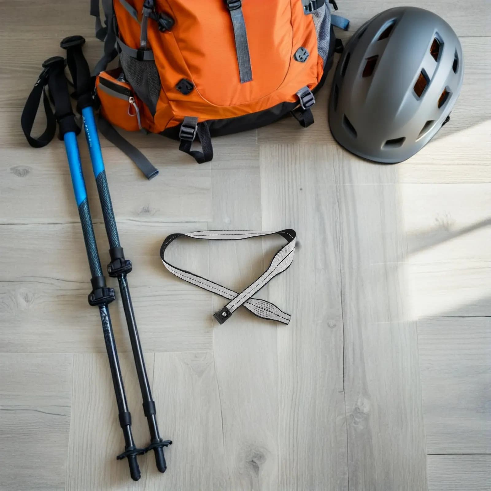 2 Pieces Black Belts for Inch and Ski Sticks, High Strength Nylon, Anti-Smarriage, for Trekking and Alpinism, for Hiking and Snow