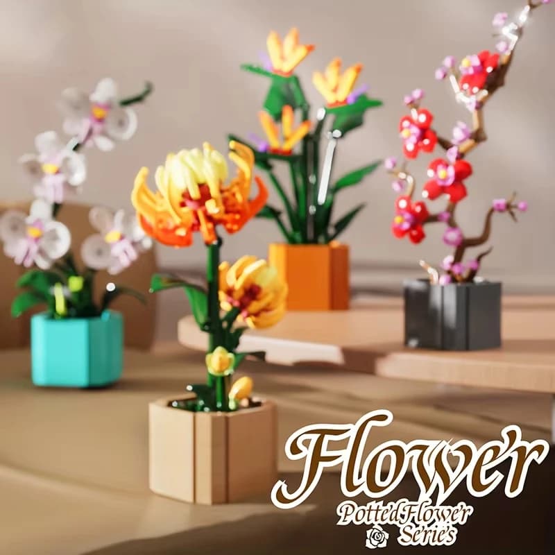 Orchidee, Magnolie, Uccelli del Paradiso e Crisantemi in Miniatura: Blocchi da Costruzione Creativi, Regalo per San Valentino e Festa della Mamma