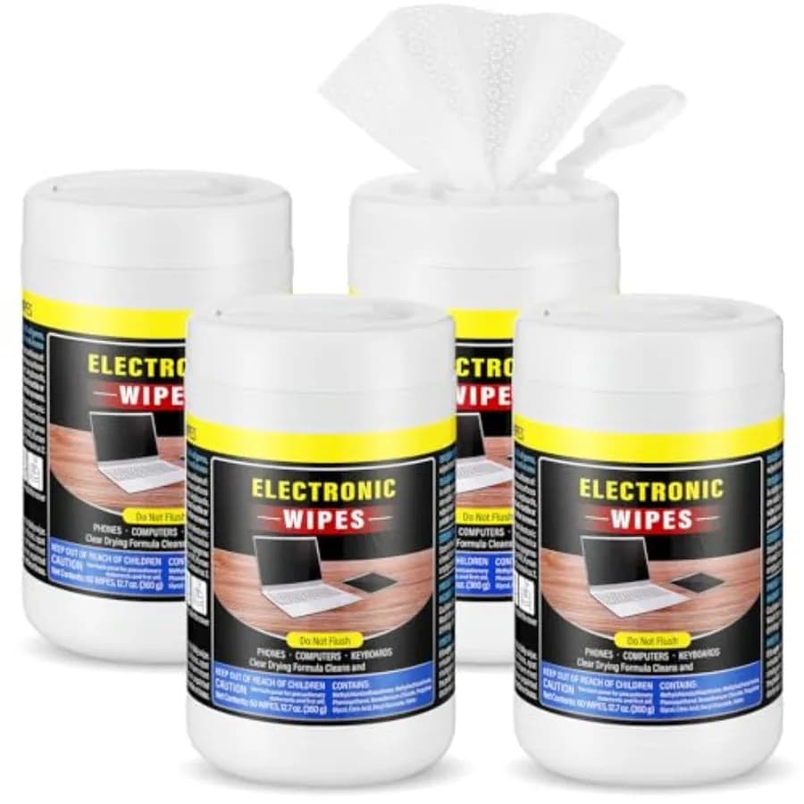 Confezione da 4 confezioni da 240 salviette detergenti elettroniche per schermi di computer, laptop, monitor, lenti, telefoni, TV e tastiere