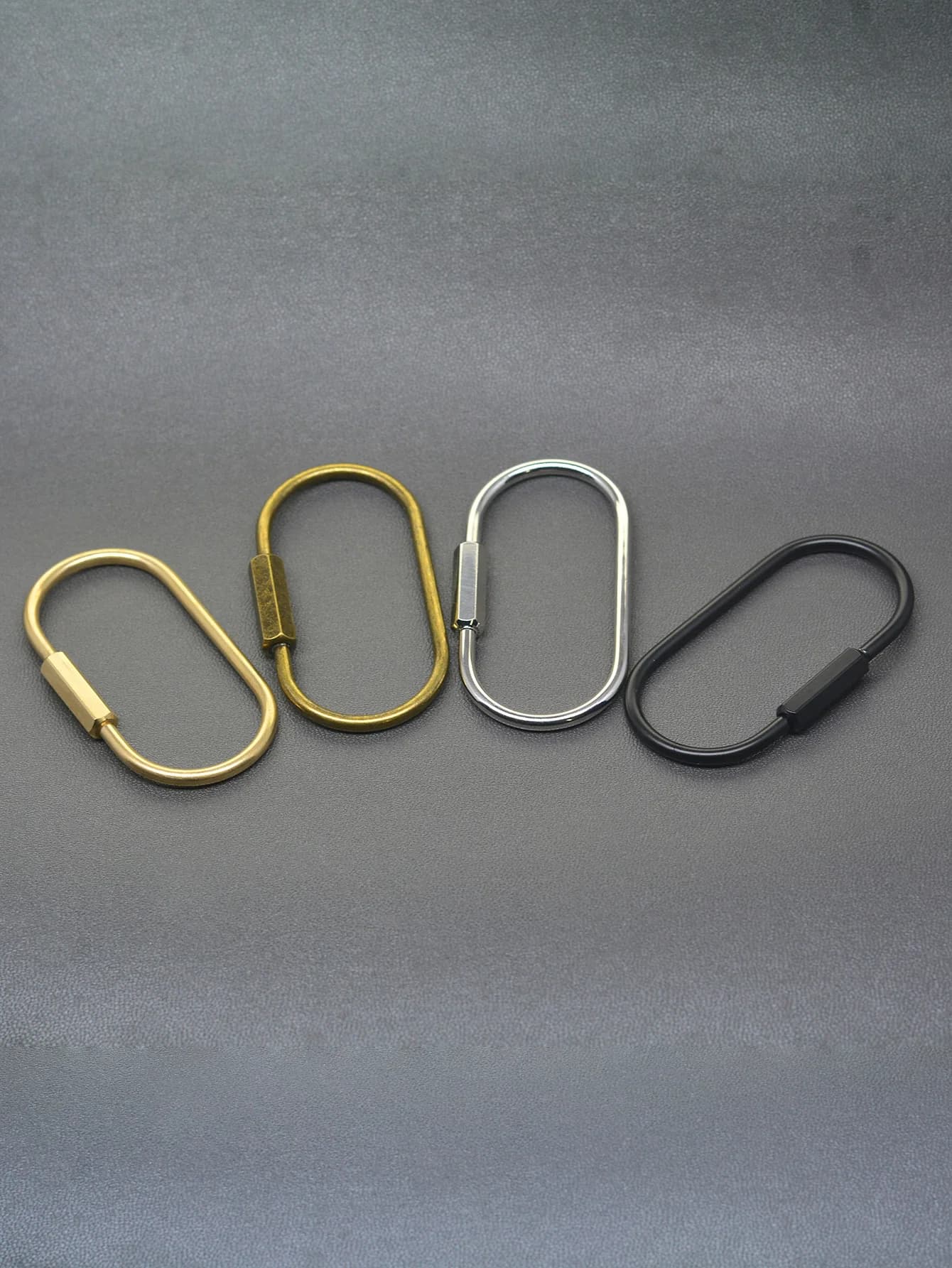 60mm Bronzo Argento opaco nero ottone filo avvolgere corsa corso ovale Vite Blocco Moschettone Portachiavi Portachiavi FAI DA TE EDC regalo di inaugurazione della casa