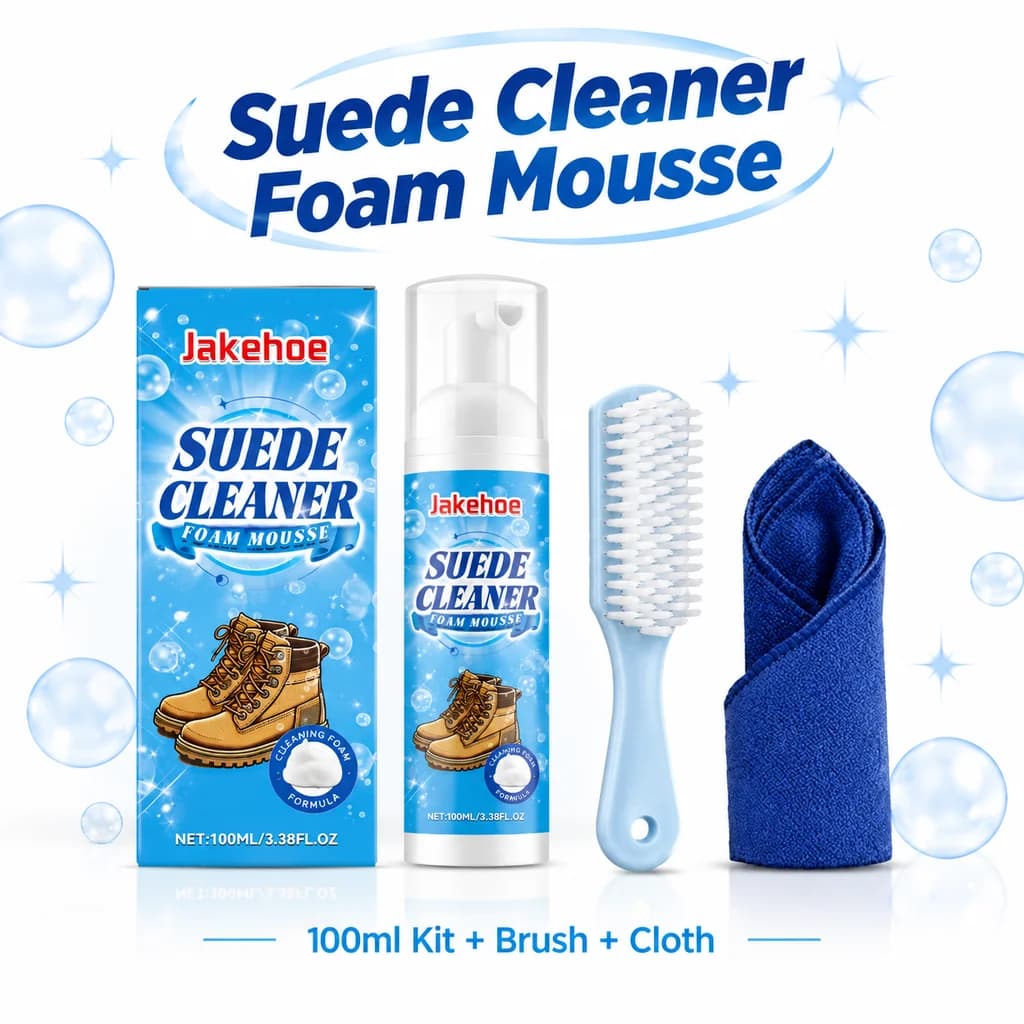 Suede Cleaner Kit Waterless Dry Foam with Brush Cloth Nubuck Canvas Leather Shoe Cleaning No Watermark Stain Remover 100ml