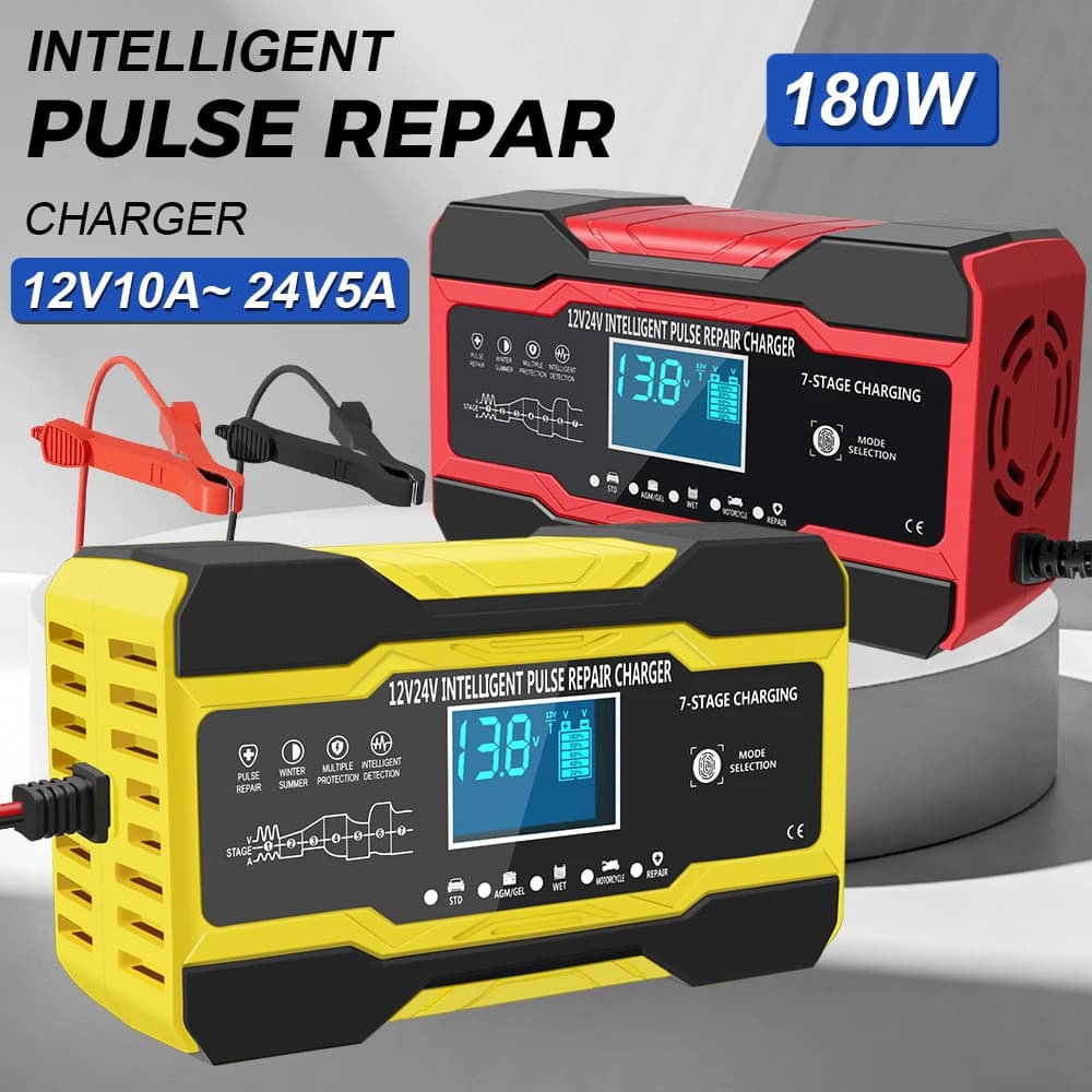180 W 5A 24 V/10 A 12 V Battery Charger for Digital Cars Lead Batteries Maintenance Intelligent Pulse Repair