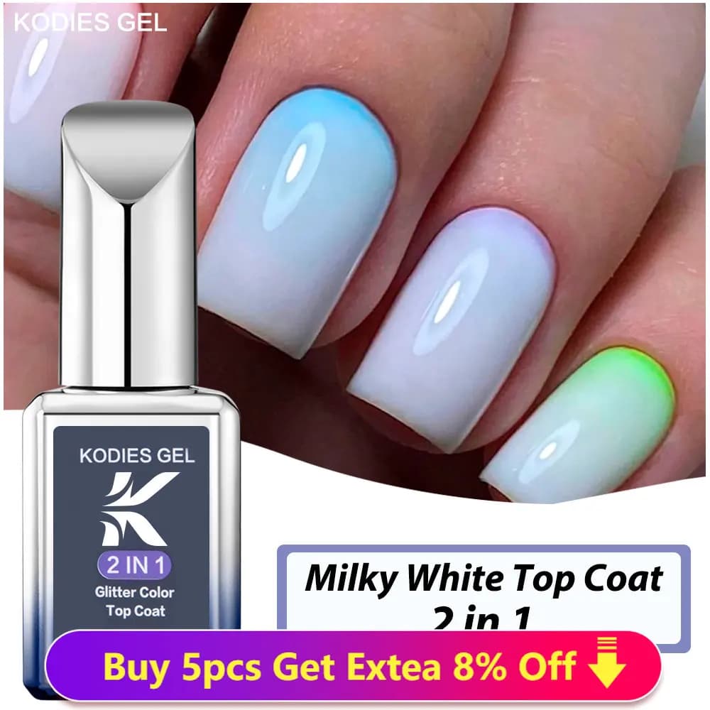 KODIES GEL Bianco Latteo Top Coat Gel UV Smalto per unghie 15ML Vernis Semi Permanente Base Coat Primer Esmalte Vernice per Unghie Manicure