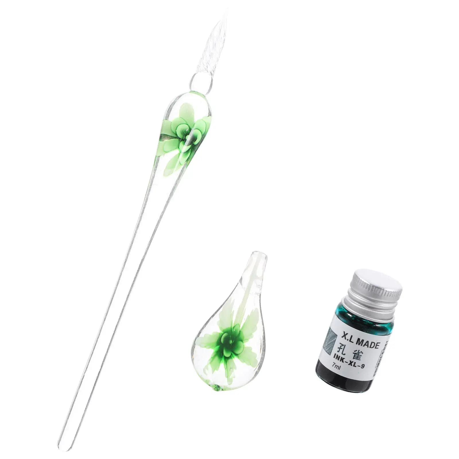 1Set Glass Dip Pen Set Smooth Writing Experience Vintage Style Clear Glass Dipping Pen for Calligraphy Drawing Painting