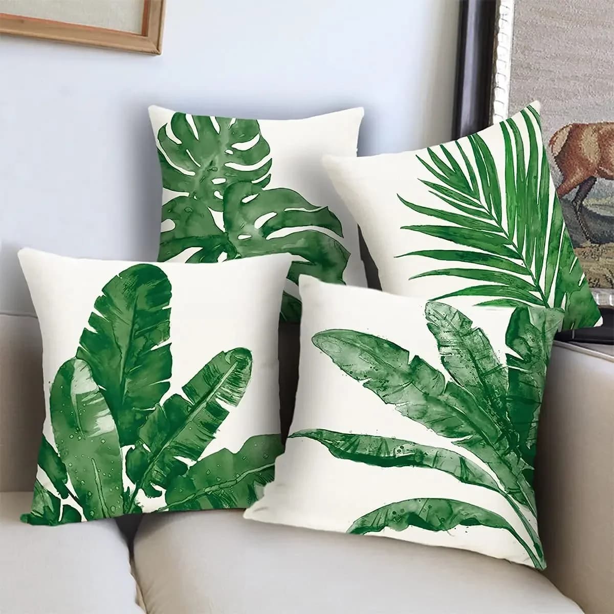 Lining pillow with palm leaves and tropical green plants 60 * 60 Sofa cushion cover 40 * 40 Customizable home decor