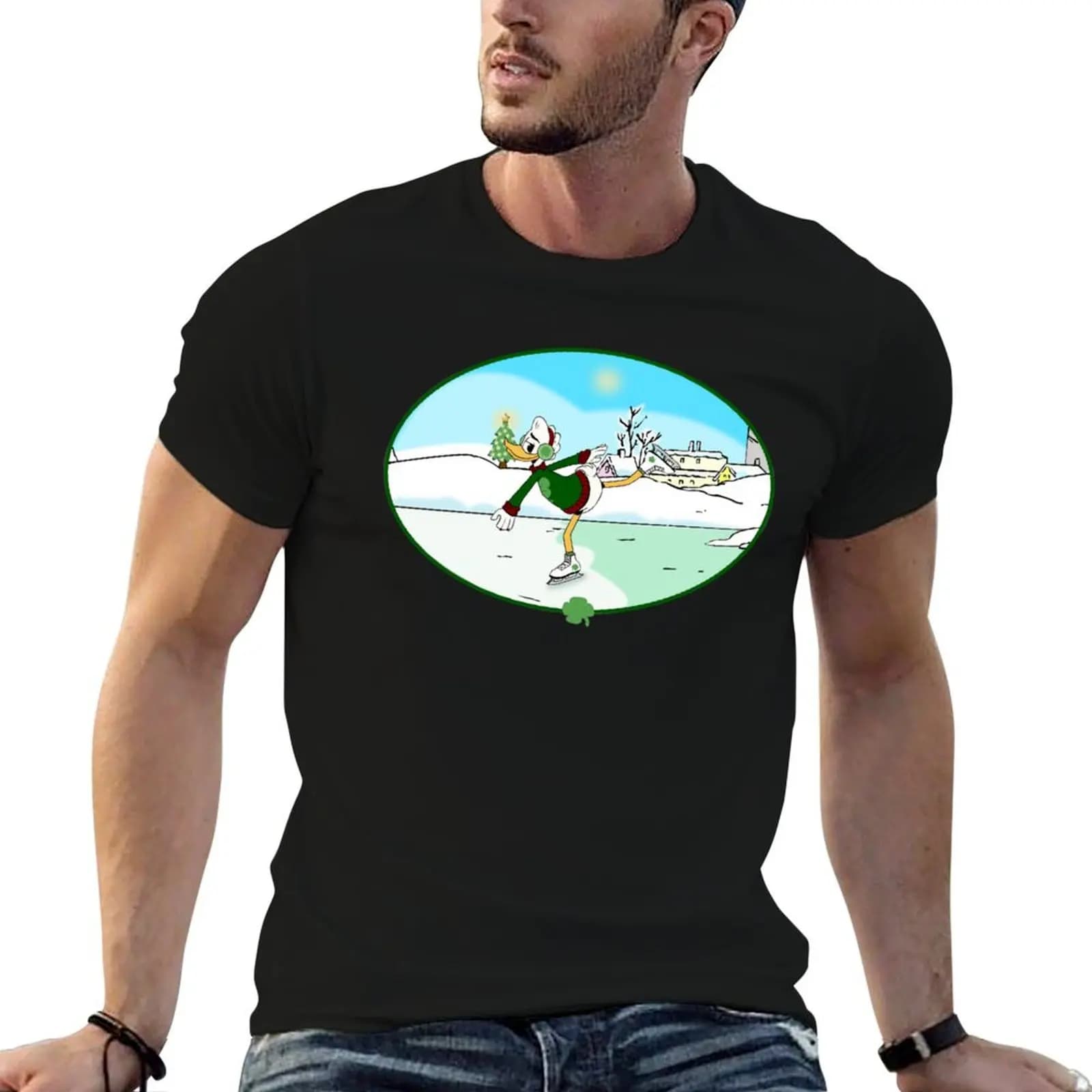 Gladstone Gander - T-shirt per pattinaggio su ghiaccio, t-shirt da uomo, t-shirt vintage con grafica per uomo, t-shirt essenziale in cotone