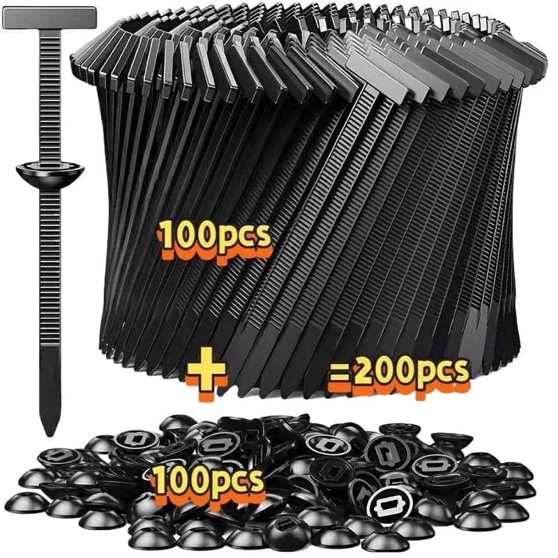 100Set Heavy-Duty Self-Locking Cable Ties UV Resistant High-Strength Locking Mechanism Organizing Fastener Automotive Repair