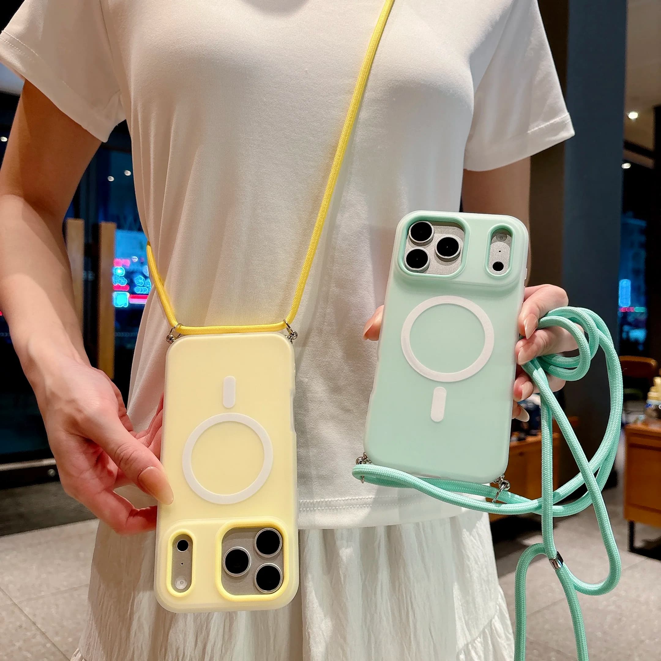 Luxury Candy Color Crossbody Lanyard Magnetic Case For iPhone 18 17 16 15 14 Plus 13 12 11 Pro Max Air Magsafe Matte Back Cover