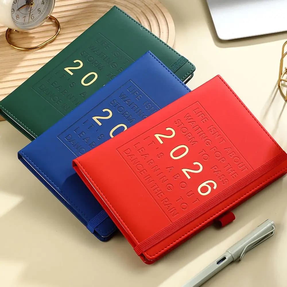 Agenda Planner 2026 in Inglese, Blocco Note Resistente all'Usura con Segnalibro, Agenda A5 per Pianificazione, Carta Spessa, 12 Mesi