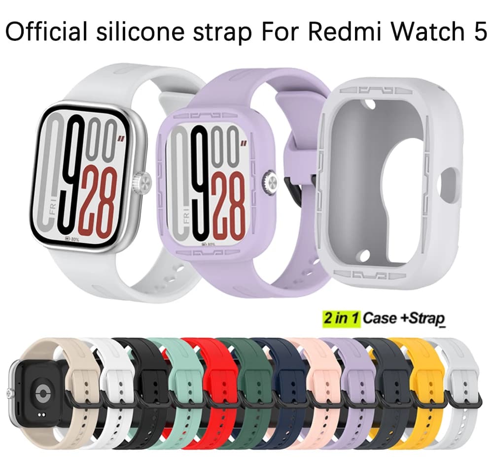 Silicone Strap+Case For Xiaomi Redmi Watch 5 4 Replacement Watchband Bracelet for Mi Band 8 9 Pro Correa Strap Suit