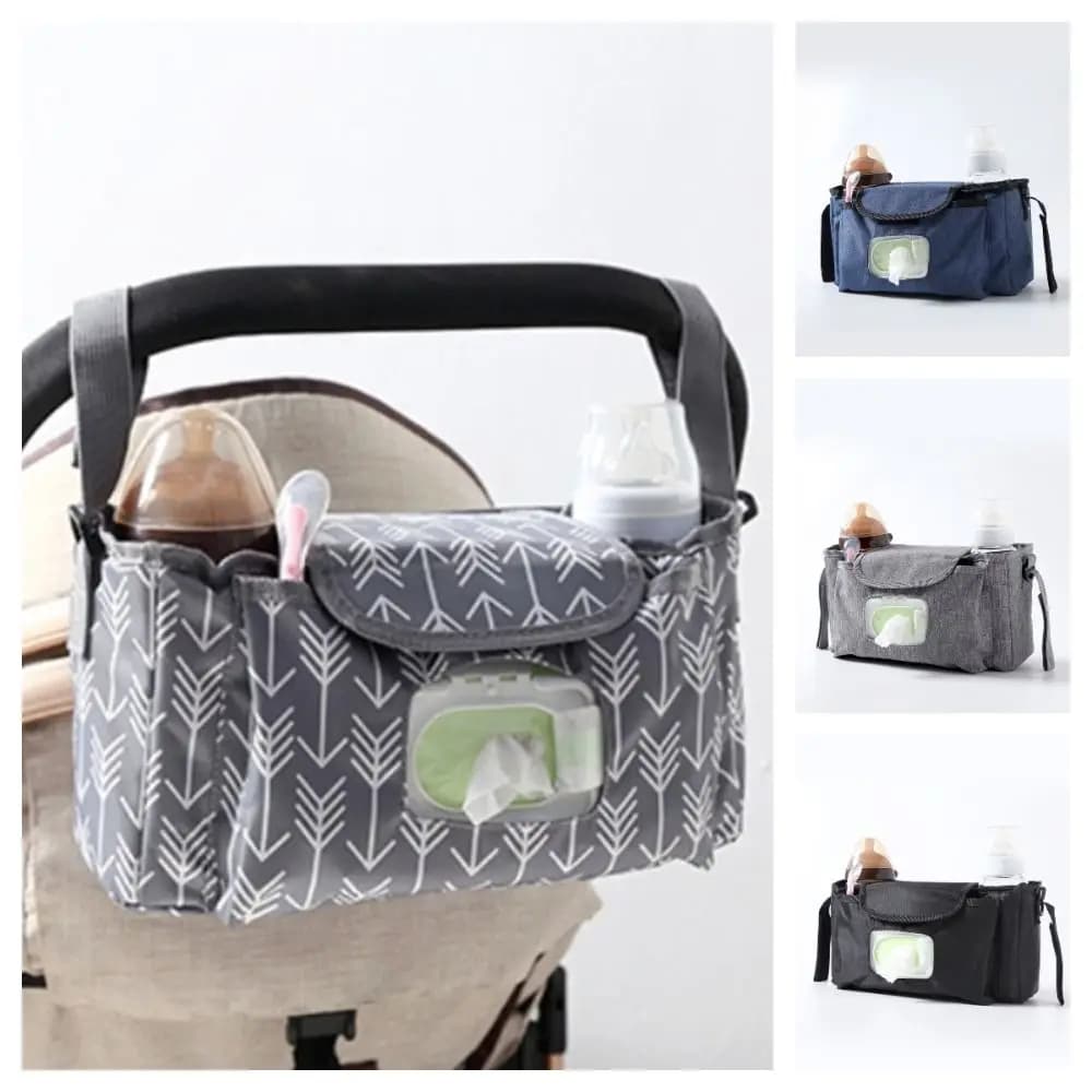Borsa per passeggino multifunzionale impermeabile con tasche multiple Borsa per appendere salviette umidificate Borsa per la mamma per la cura del bambino