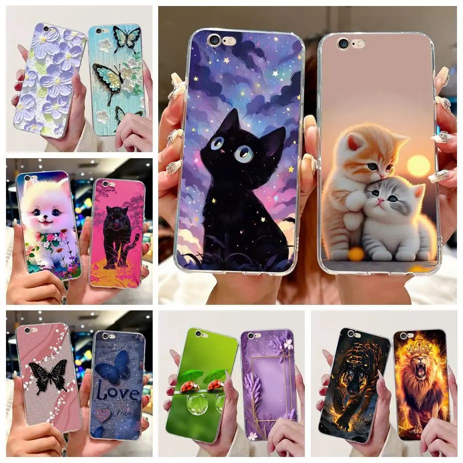 Per Apple iPhone 6 Plus Custodia iPhone6S Plus Cute Cat Fashion Cover dipinta Custodia morbida e sottile per iPhone 6S iPhone6 Plus Fundas