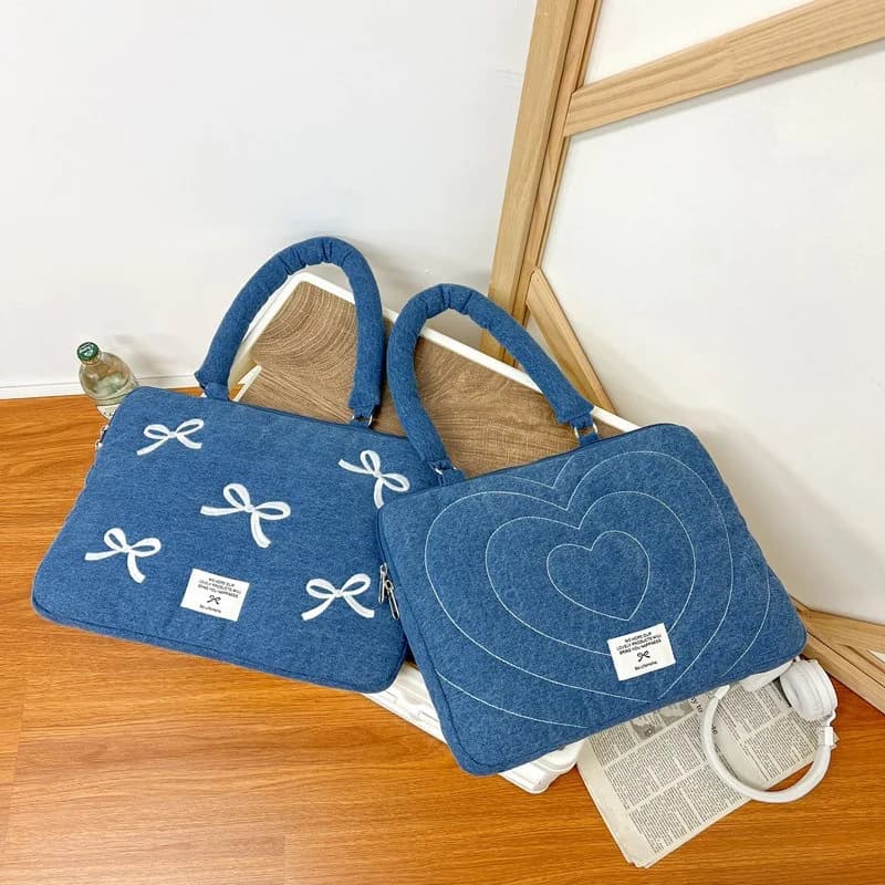 Borsa per laptop ricamata per donna, impermeabile, ultraleggera, antifurto, resistente al sismico, in peluche all'interno per borsa interna per iPad
