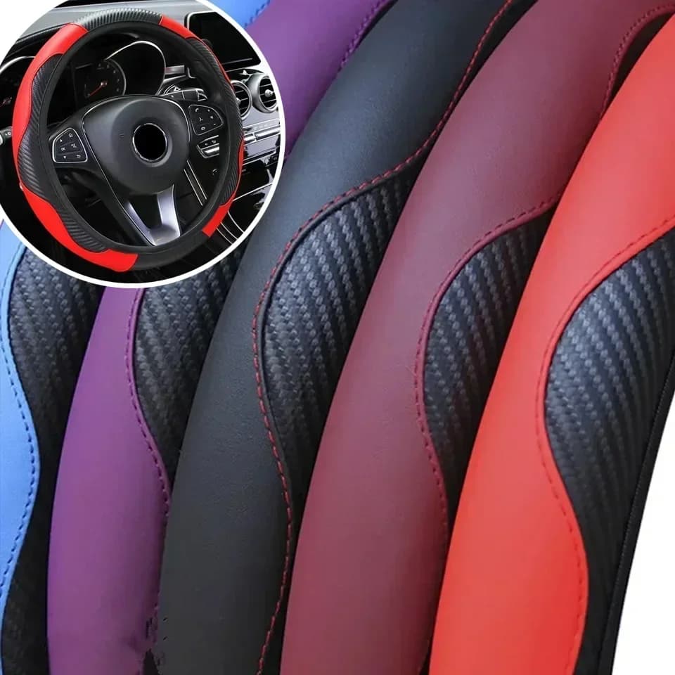 Coprivolante per auto elastico in pelle PU in fibra di carbonio senza anello interno adatto per forniture interne per auto