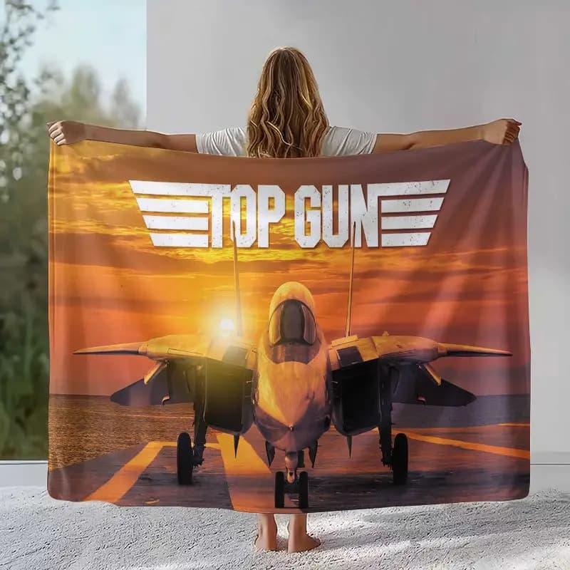 Retro Movie Top Gun Sign Tom Cruise Flannel Blanket,Ultra Soft Warm Plush Throw for Home Bedroom Bed Sofa Cover Office Camping