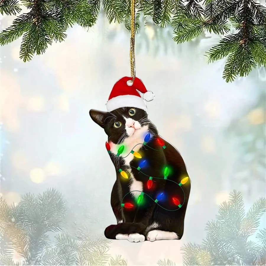 Ciondolo gatto di Natale Halloween Cartoon Animale Cappello di Natale Acrilico Albero di Natale Ornamenti 2024 Capodanno Natale Kerst Decorazioni per la casa
