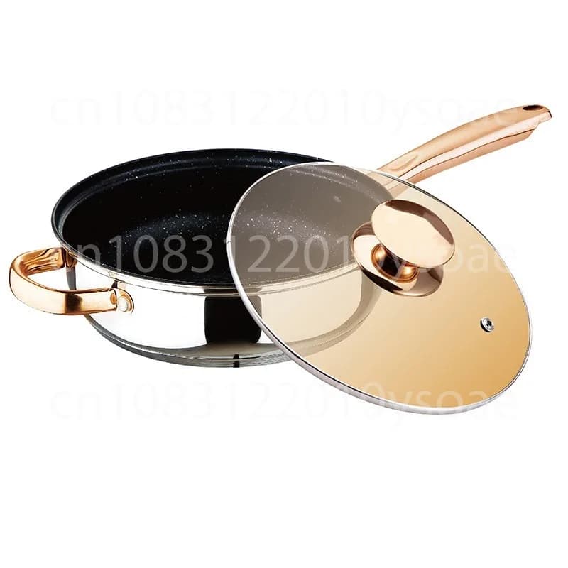 Universal thickened stainless steel non-stick steak pan for domestic induction hob