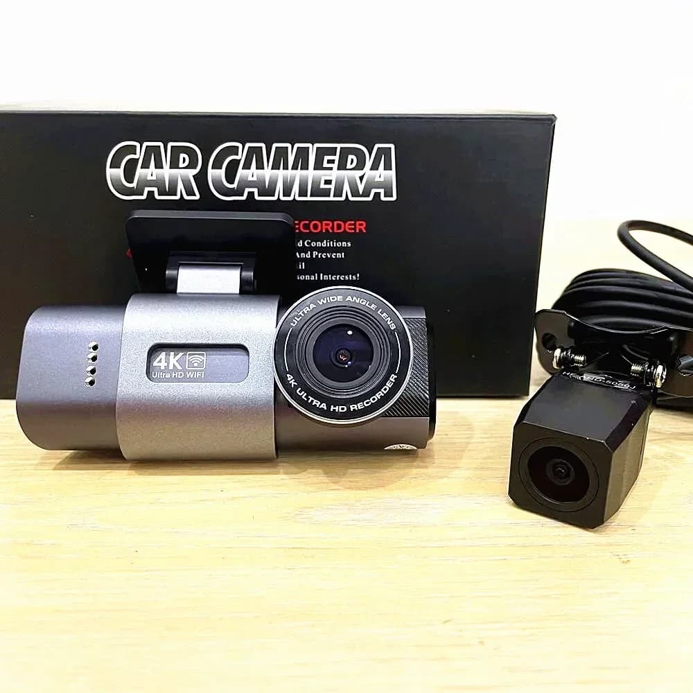 Nuova Mini Dash Cam Ultra HD 4K con Doppia Telecamera Anteriore e Posteriore, Supporto WIFI, GPS e Controllo App, Monitoraggio Parcheggio 24H, Supporto Scheda SD 128GB