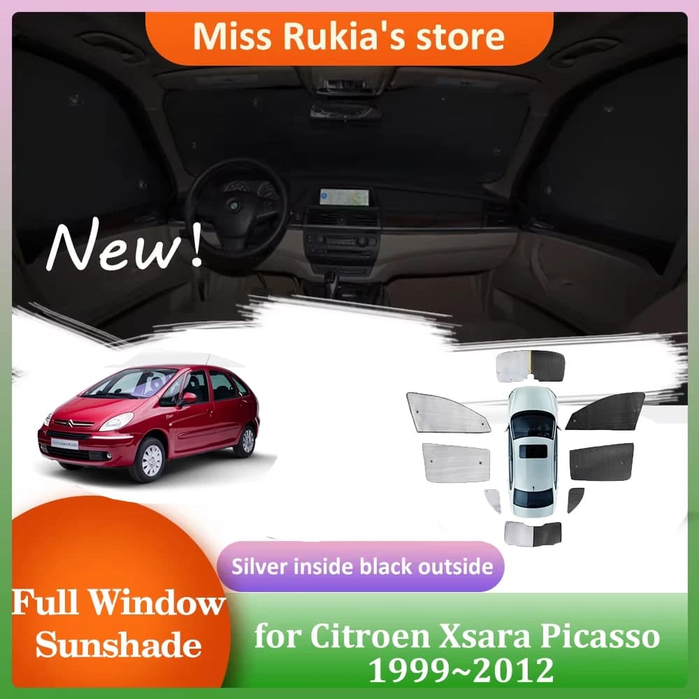 Tende da sole a copertura totale per Citroen Xsara Picasso 1999 ~ 2012 Tetto per auto Finestre Visiera Parabrezza Tenda Tetto apribile Copertura Accessori