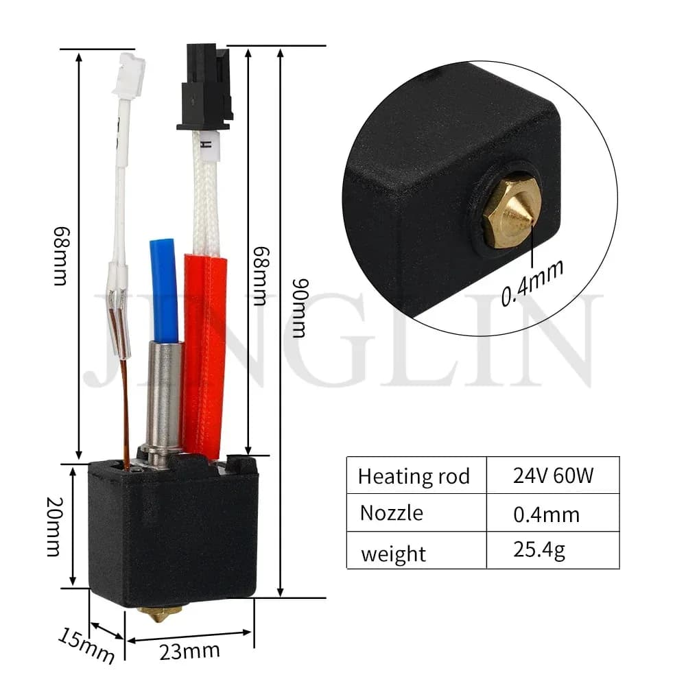 Per ANYCUBIC Kobra 2 Pro Hotend Set 24V 60W Cartuccia Riscaldatore Estrusore Testa Ugello In Ottone per Kobra 2 Neo/Max/Plus Stampante 3D