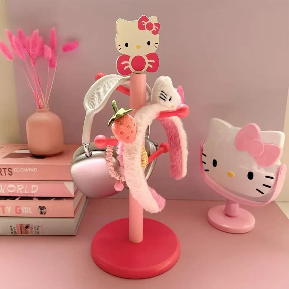 Supporto per cuffie da gaming Hello Kitty, porta cuffie creativo da scrivania, grazioso ornamento portaoggetti, regalo di compleanno per ragazze