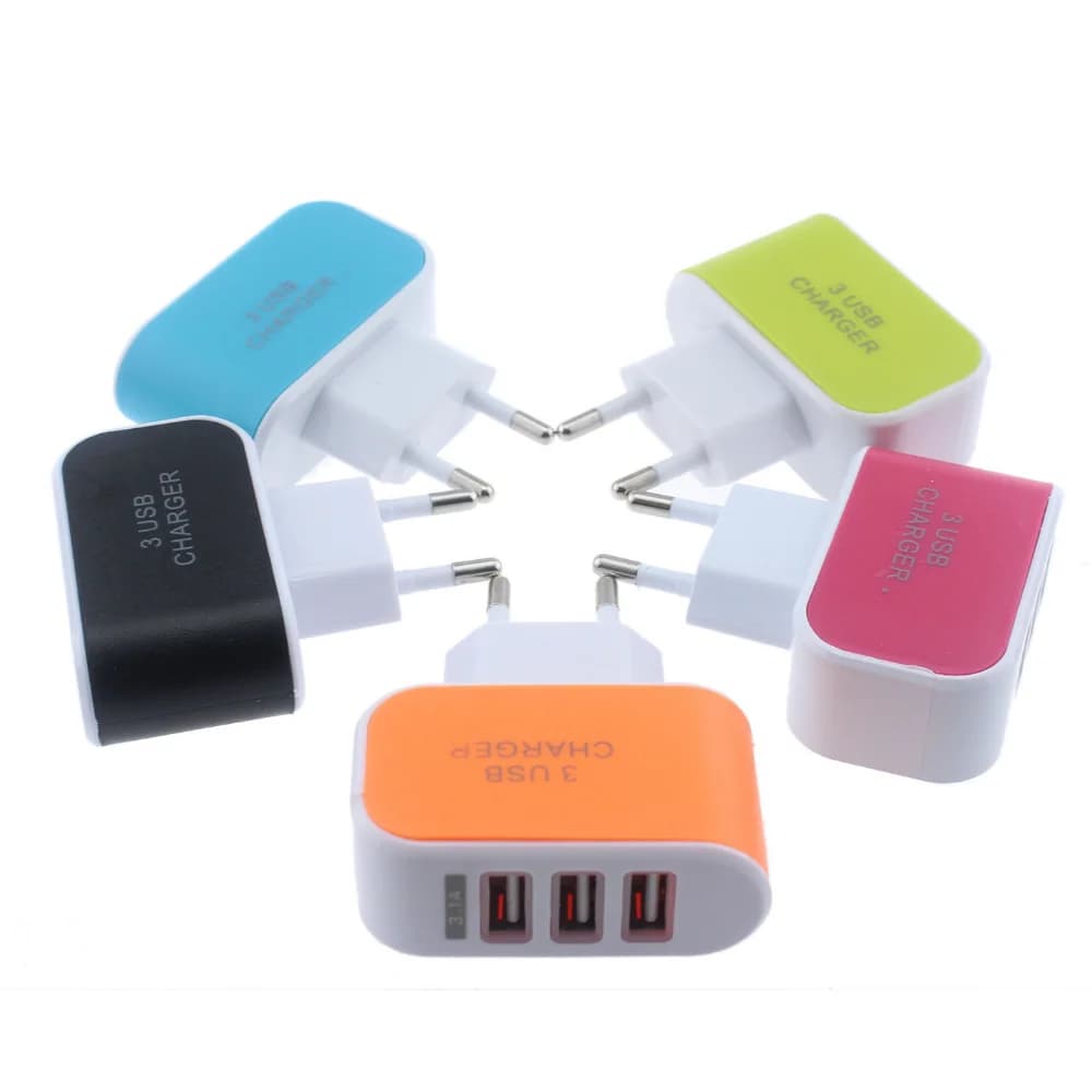 3 Door Universal USB Charger 2A EU Plug Charger Adapter for Quick Charging Smart Phone Charger for iPhone 13 Samsung Huawei Tablet