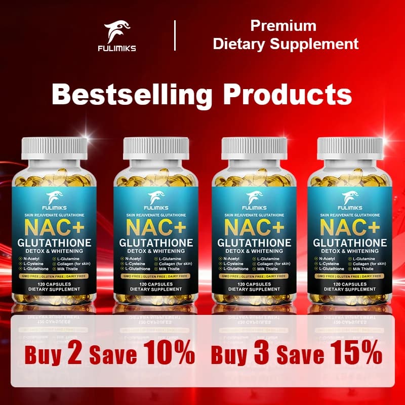 Integratore Extra Forte NAC + Glutatione, Supporta la Salute del Fegato, Disintossicazione, Antiossidante, Ringiovanimento della Pelle e Vitalità