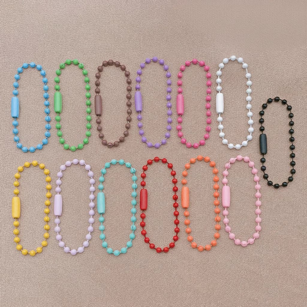 100 pezzi di catene con perline in lega colorate da 10 mm, adatte per connettori per portachiavi, per la creazione di braccialetti fai da te, accessori per la creazione di gioielli.