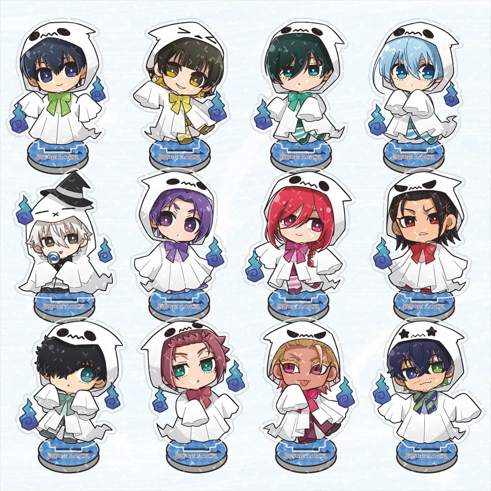 Blue Lock 10cm Ghost Costume Chibi Acrylic Stand Figure Keychain Anime Tabletop Decor Collectible Ornament Gift for Fans