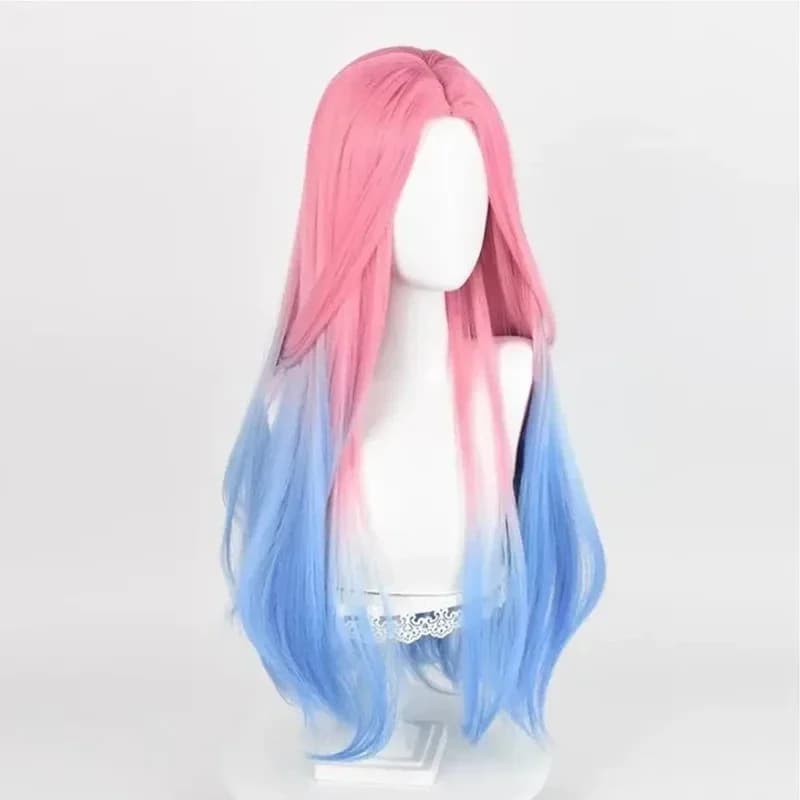 2026Cosplay Wig Long Curly Hair Pink Blue Dye Gradient Wig Cosplay Anime Alien Stage Mizi Wig Heat Resistant Synthetic DOB383