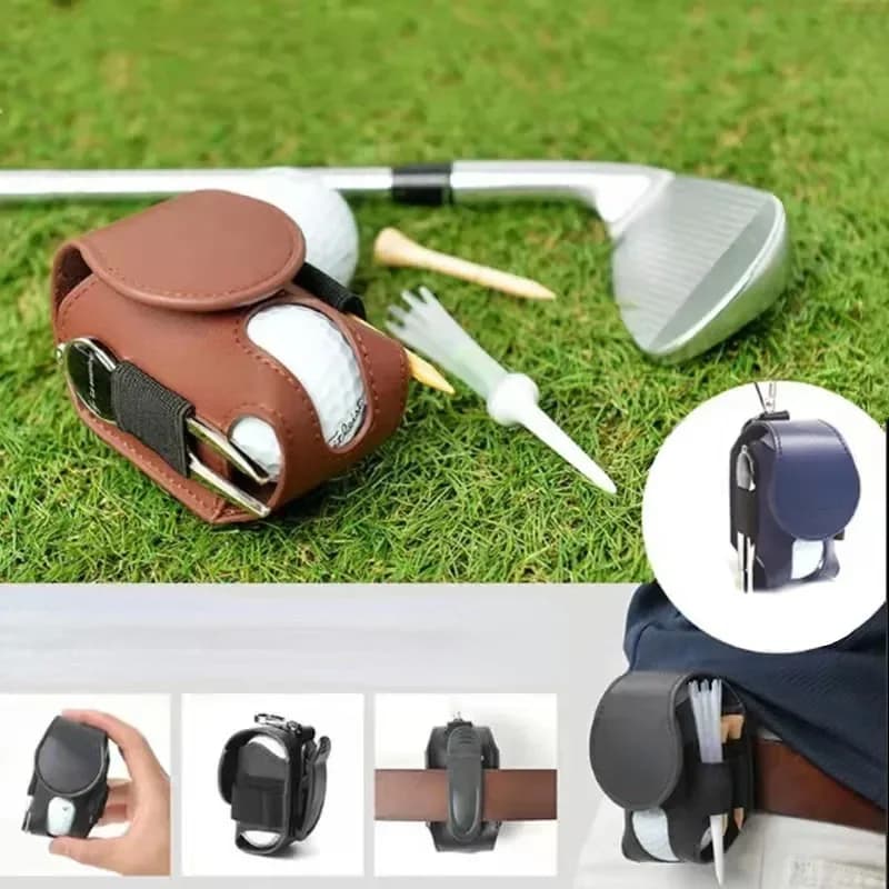 1PC Borse per palline da golf Borse per mini palline in pelle PU Appendere in vita Borsa per palline da golf con fibbia in metallo Borse per palline da cintura da golf