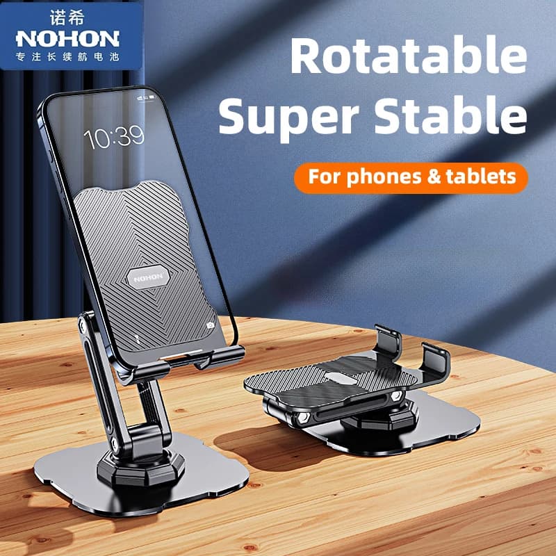 NOHON 360 ° Supporto Girevole per Telefono da Scrivania, Regolabile in Altezza, Pieghevole, Universale per Tablet e Smartphone